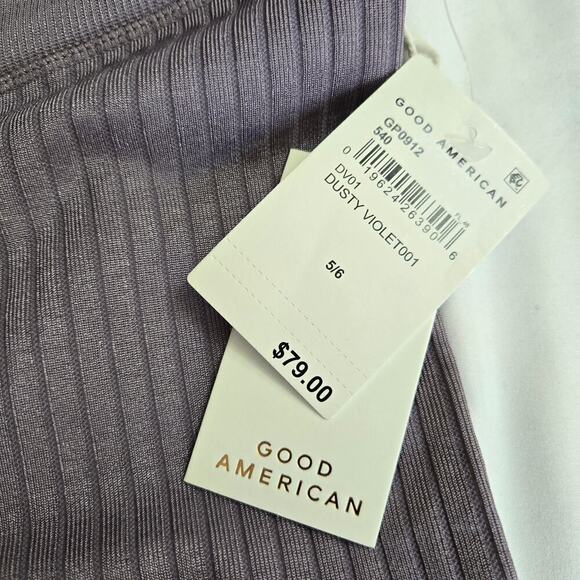 NWT Good American Women's Dusty Violet Ribbed High-Waist Leggings, Size 5/6 - Picture 6 of 11
